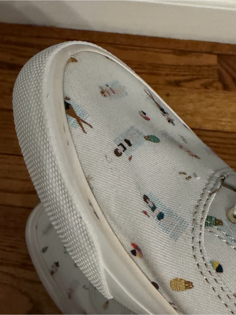 Rifle Paper Co X Keds Sun Girls White Canvas Lace-Up Sneakers with Beach Print - Picture 9 of 9